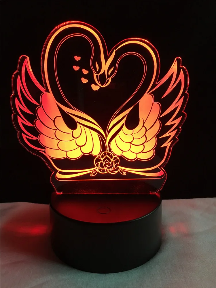 GAOPIN Lovely Swan 3D лампа светильник RGB светодиодный USB Настроение Ночной многоцветный