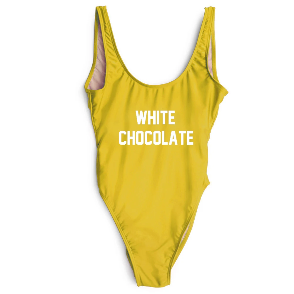 WHITE CHOCOLATE letter print summer style women girls bodysuit one piece bathing suit swimwear backless fashion jumpsuit | Женская