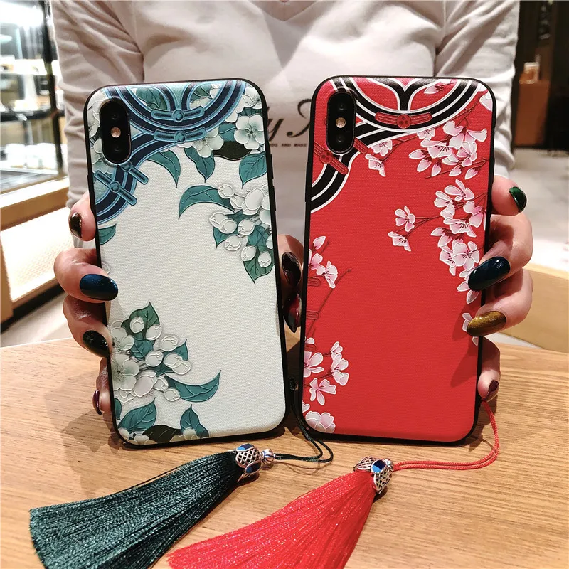 Чехол для телефона Huawei p20 pro в китайском стиле с 3D тиснением и кисточками P20 P10 mate10