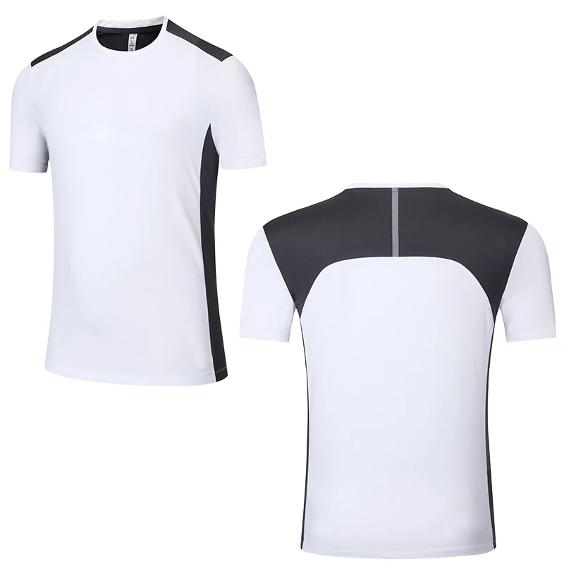 Fitness shirt GREY Мужская футболка для пробежки, большой полиэстер, для велоспорта, для футбола, тренировочная, новая Джерси, быстросохнущая, из кусков, мужские футболки, для бега, с коротким рукавом - Цвет: Fitness shirt GREY