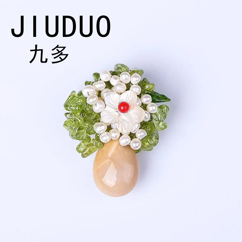 JIUDUO брошь кулон и 100% натуральный Нефритовый Цветок для женщин роскошный золотой