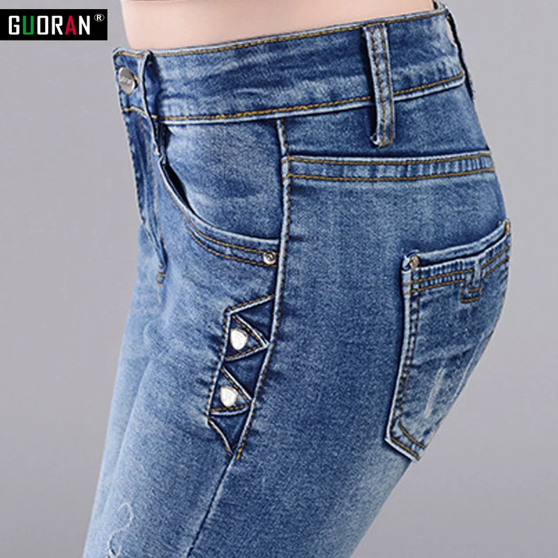 Женские брюки с высокой талией джинсы новинка 2017 хлопковые облегающие узкие