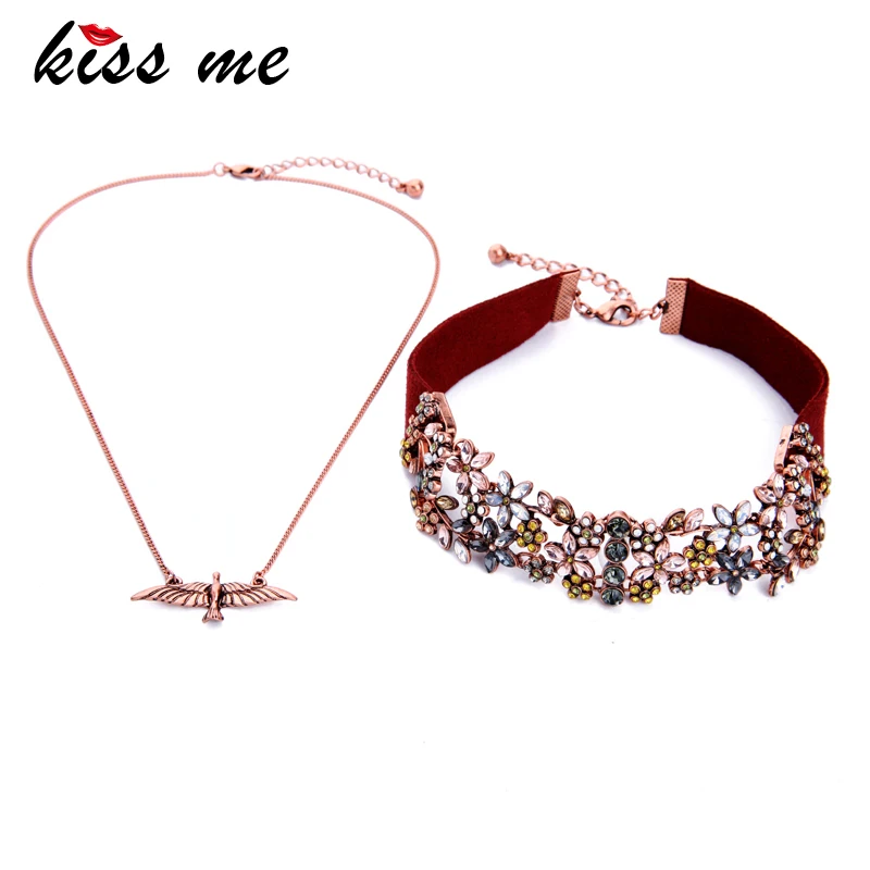 Женское бархатное колье чокер KISS ME очаровательное красное многослойное ожерелье