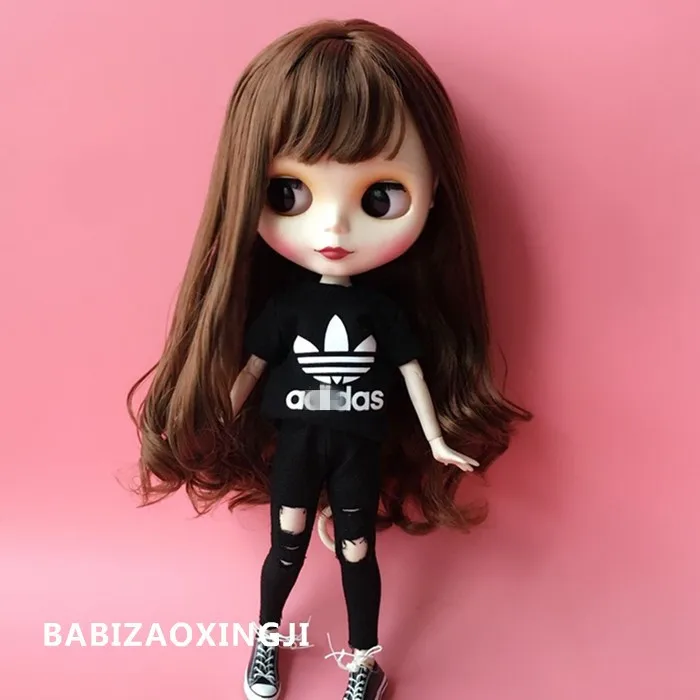 B 1/6 blyth Кукла Одежда Аксессуары blyth 30 см Кукла Одежда Аксессуары модная футболка+ джинсы для куклы Барби - Цвет: B