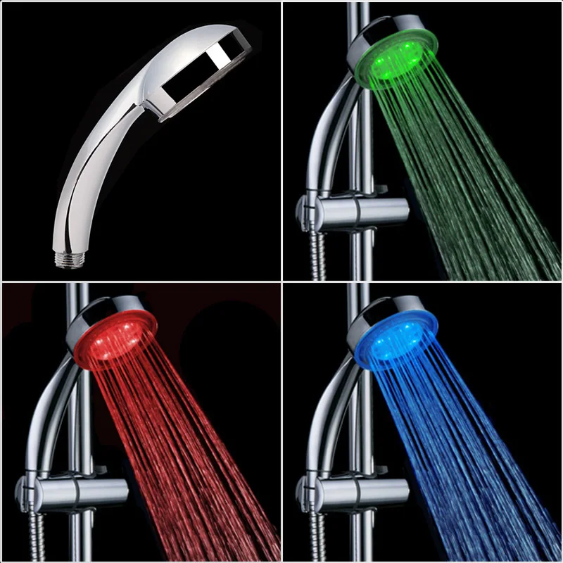 A LED Chuveiro Shower Head Sprinkler Automatic Control RGB Changing Ducha Rain Showers Heads Base Power Hotels Douche