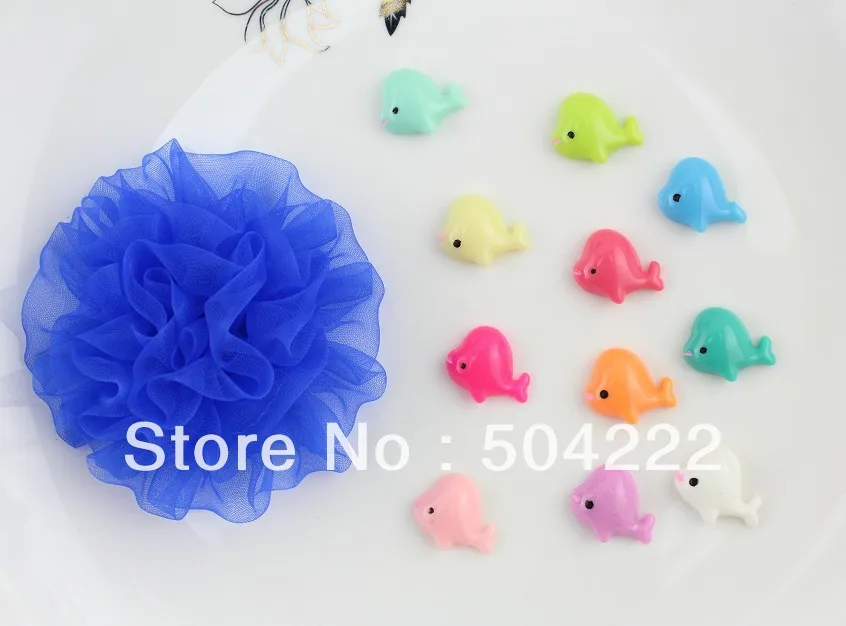 250pcs shiny little polished lovely Resin kawaii whale decoden cabochons 20mm hand paint little kawaii fish