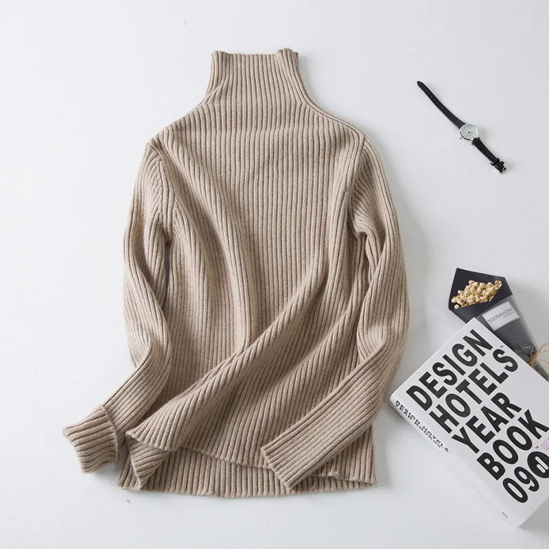 Женский модный кашемировый свитер с высоким воротом белый черный серый длинным