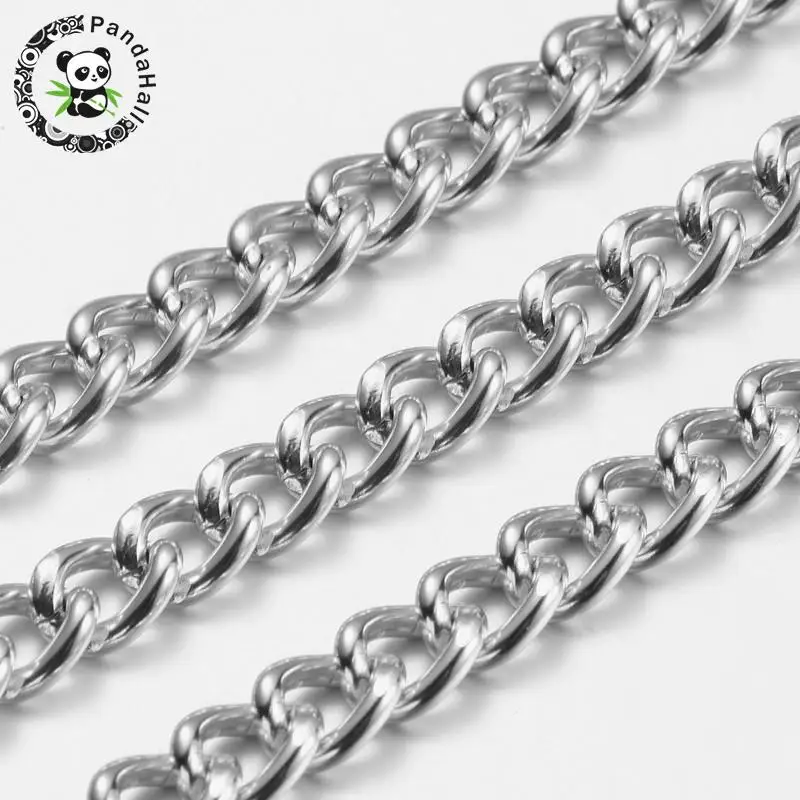 

2mm 9x7x2mm Aluminium Twisted Chains Curb Chains Unwelded Silver Color Plated for Jewelry Making DIY Bracelet Necklace Supplies