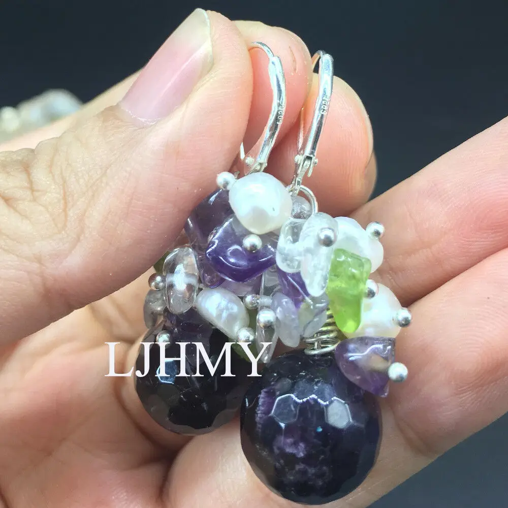 LJHMY натуральный Перидот аметист прозрачный кристалл белый жемчуг камень висячие
