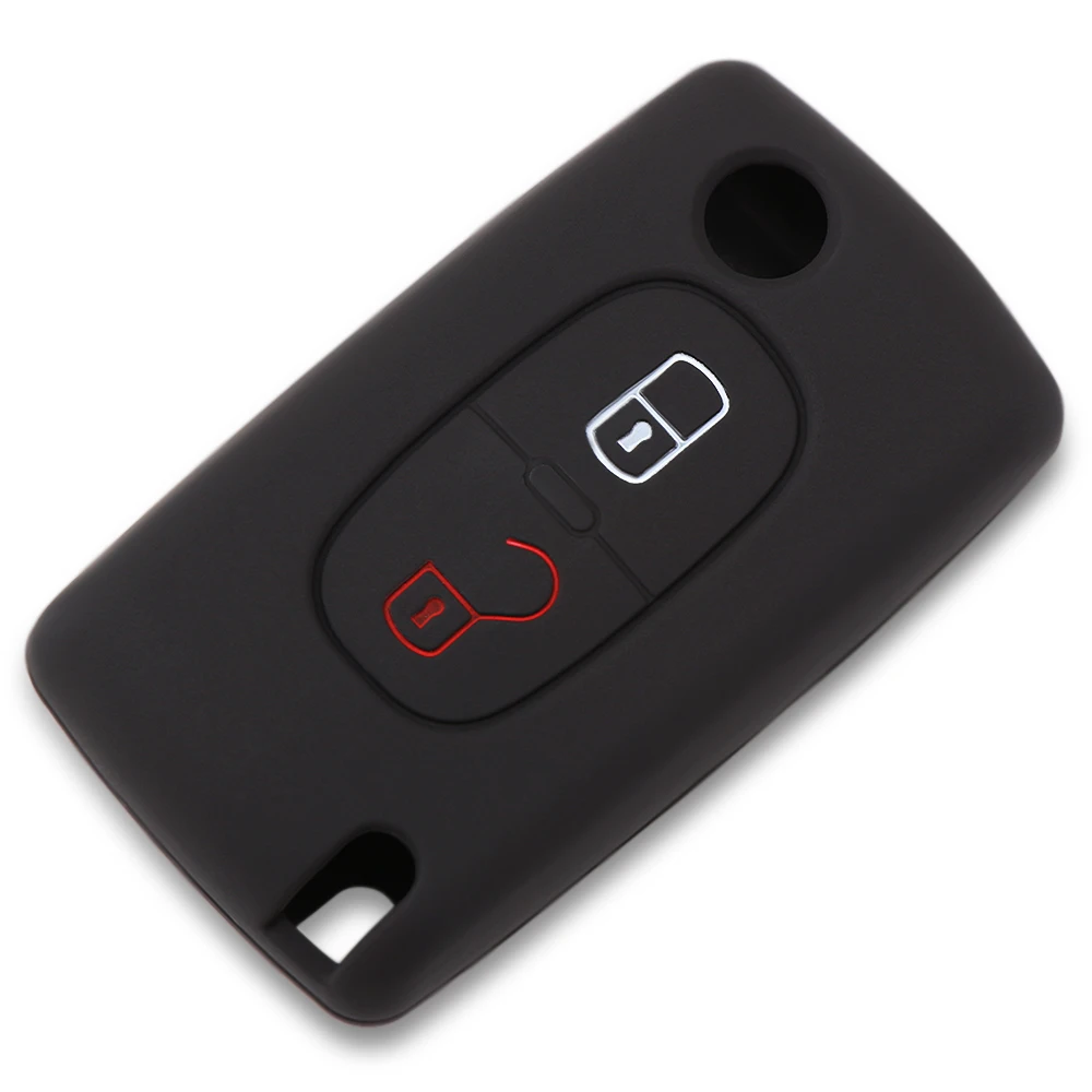 2 пуговицы силиконовый чехол для ключей от машины для PEUGEOT 207 307 308 407 408 для Citroen C3 C4 C4L C5 C6 Quatre Защитная крышка