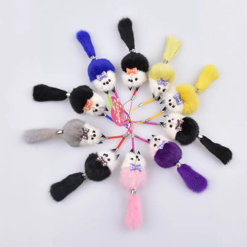 Новый милый пушистый Пушистый мягкий плюшевый брелок с мехом норки