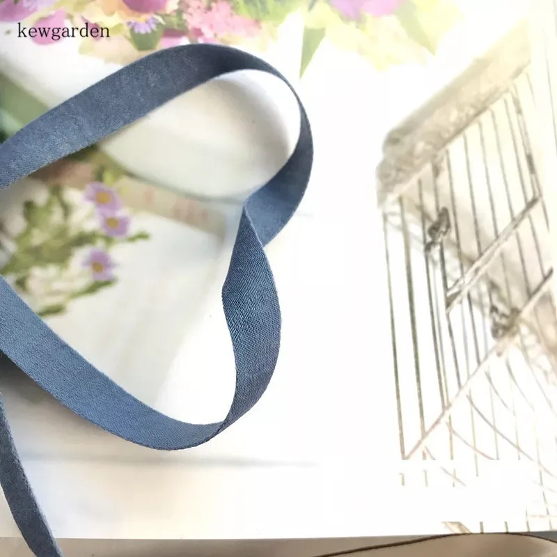 Kewgarden матовые полиэфирные хлопковые серые синие атласные ленты 10 мм 1 см вручную