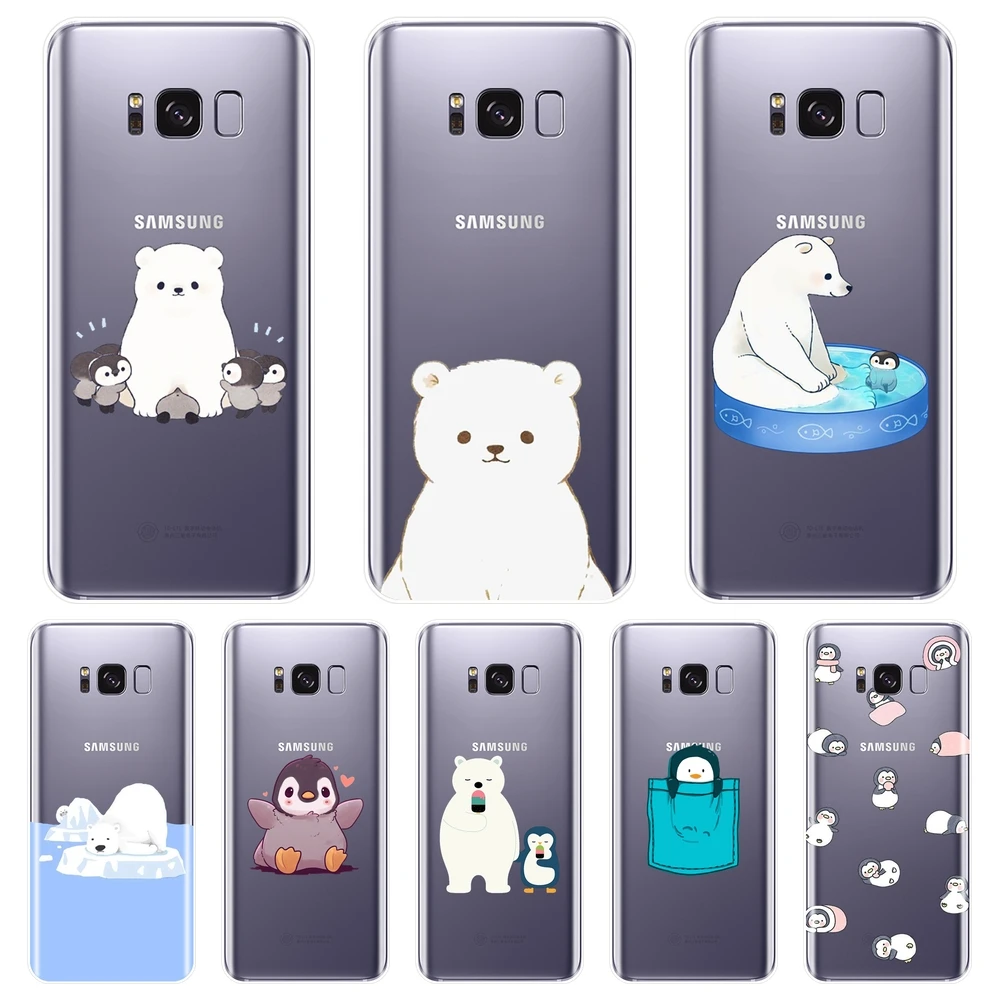 ТПУ чехол для телефона Samsung Galaxy Note 4 5 8 9 силиконовый мягкий медведь Пингвин задняя
