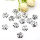 40 шт., 11x11 мм, серебряные розы, цветок с плоской задней поверхностью, кавайный кабошон с плоской задней поверхностью из смолы, поделки сделай сам, украшение для свадьбы