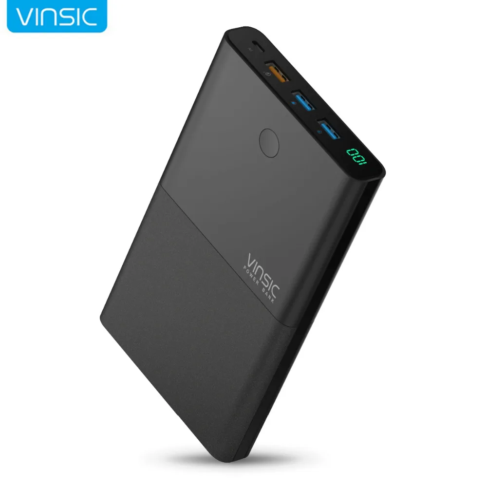 Vinsic 28000 мАч Мощность банк QC3.0 2.4A Dual USB способ быстрого Зарядное устройство 3 0 для