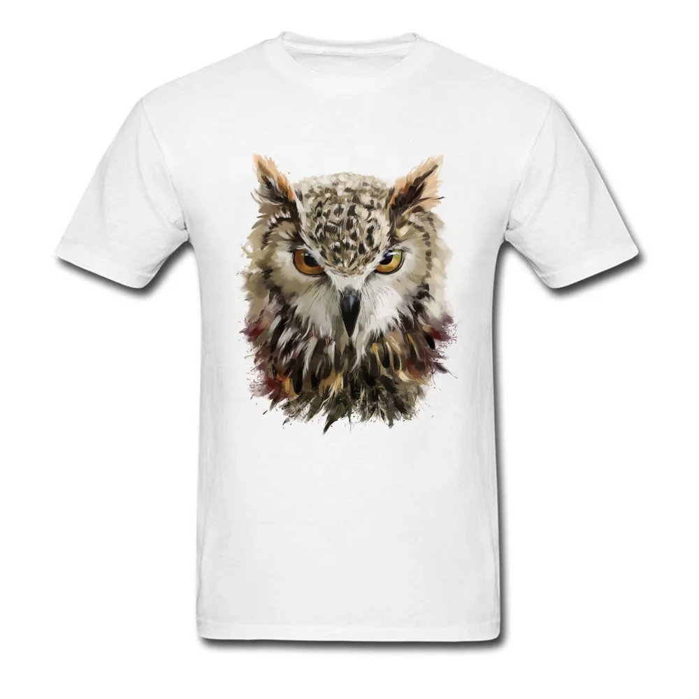 Футболка мужская черная с акварельным принтом совы 2018|Мужские футболки| |