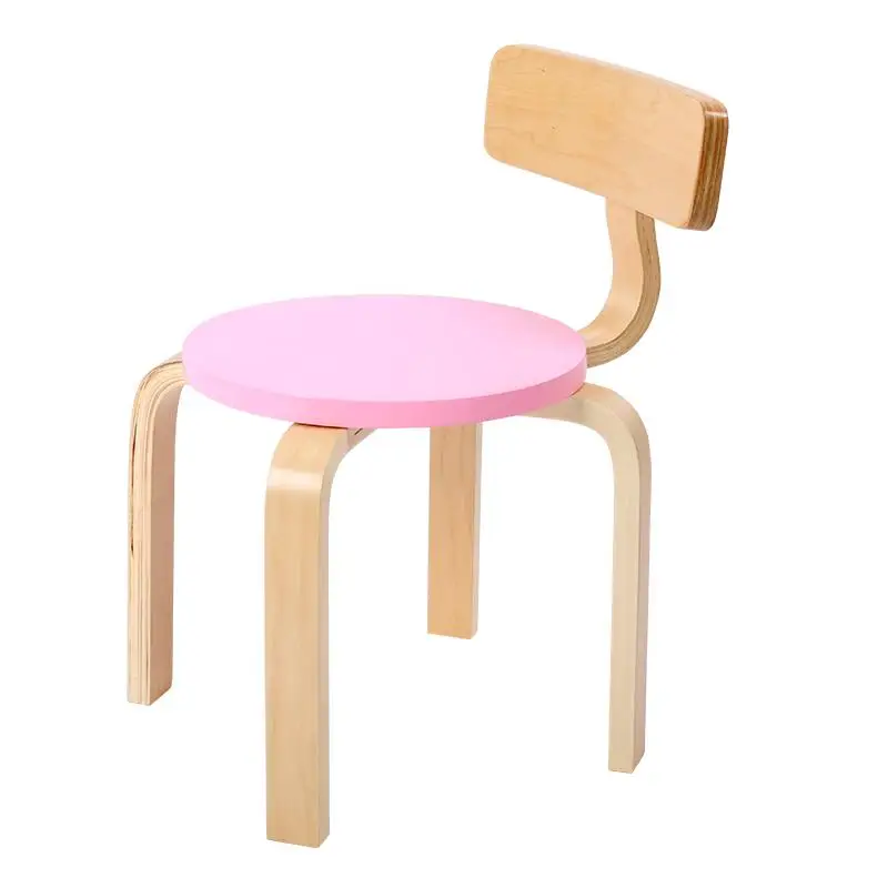Children's study table and chair stool solid wood chair kindergarten baby study table and chair color fashion creative stool - Цвет: Color 5