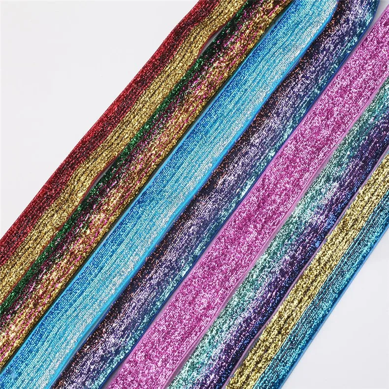 Бархатная блестящая металлическая лента 40 мм рулон + аксессуары для волос сделай