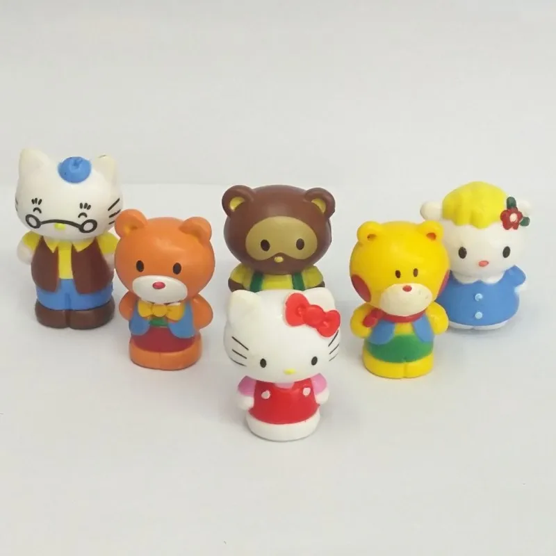 6 шт./компл. Милая Белая Мини-фигурка Hello KITTY детские игрушки сделай сам