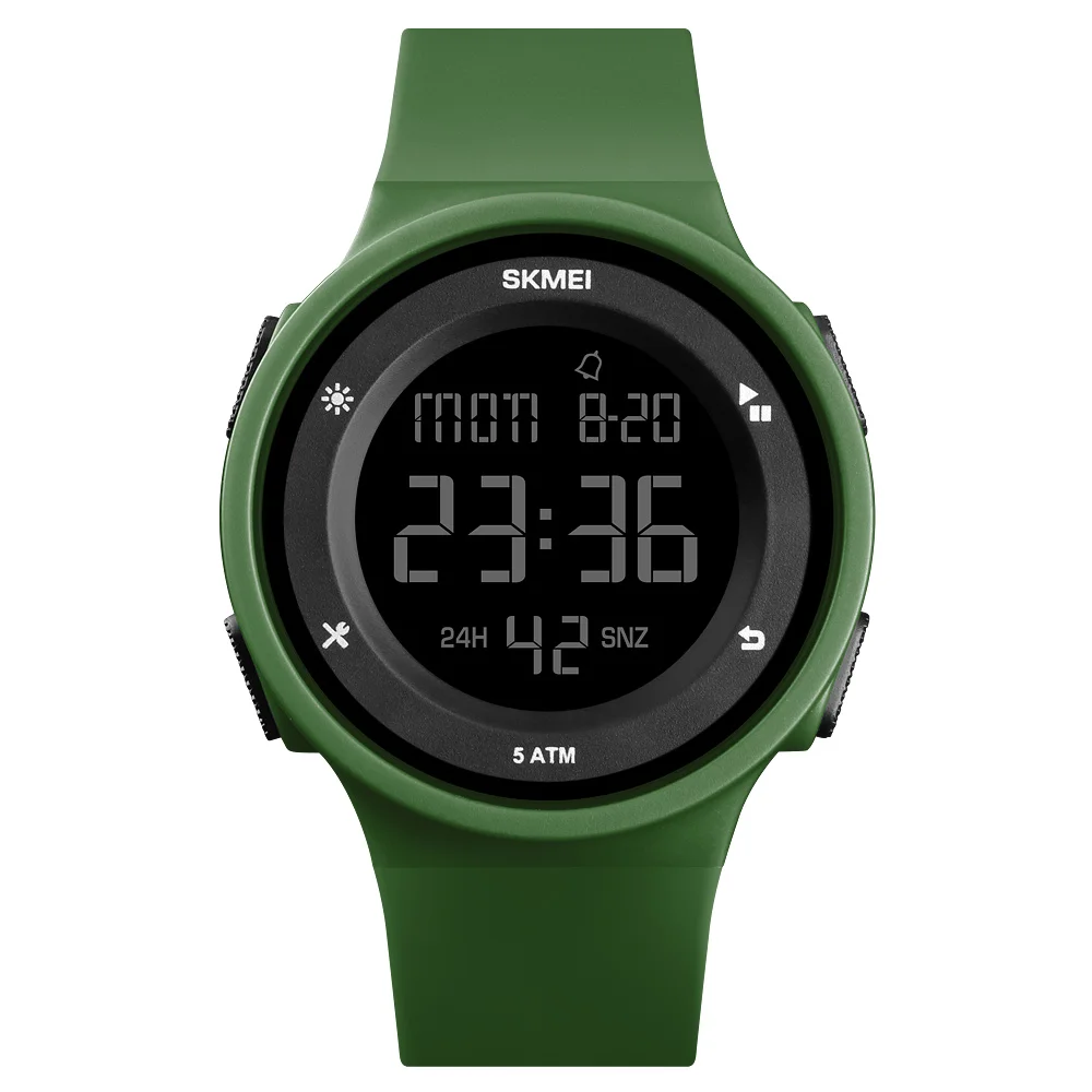 Army Green SKMEI часы женские уличные спортивные Часы Дамские модные водонепроницаемые электронные светодиодный цифровые часы для мужчин женские наручные часы - Цвет: Army Green