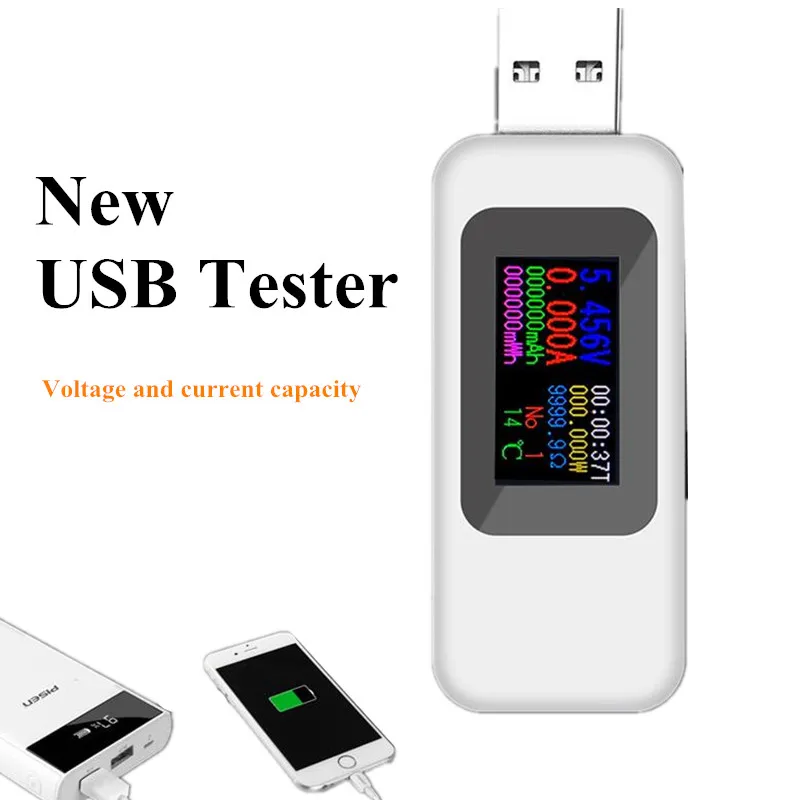 Цифровой USB тестер 10 в 1 измеритель напряжения и тока с цветным ЖК дисплеем