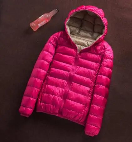 Rose red Khaki SEDUTMO зимнее пальто размера плюс 3XL на утином пуху, женский ультра-светильник, куртки с капюшоном, двухстороннее пальто, весенняя куртка-пуховик ED657 - Цвет: Rose red Khaki