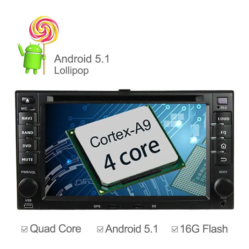 Android 5.1 Dvd-плеер Автомобиля головное устройство Quad Core для Kia Cerato 2003 2004 2005 2006 2007 2008 Wifi
