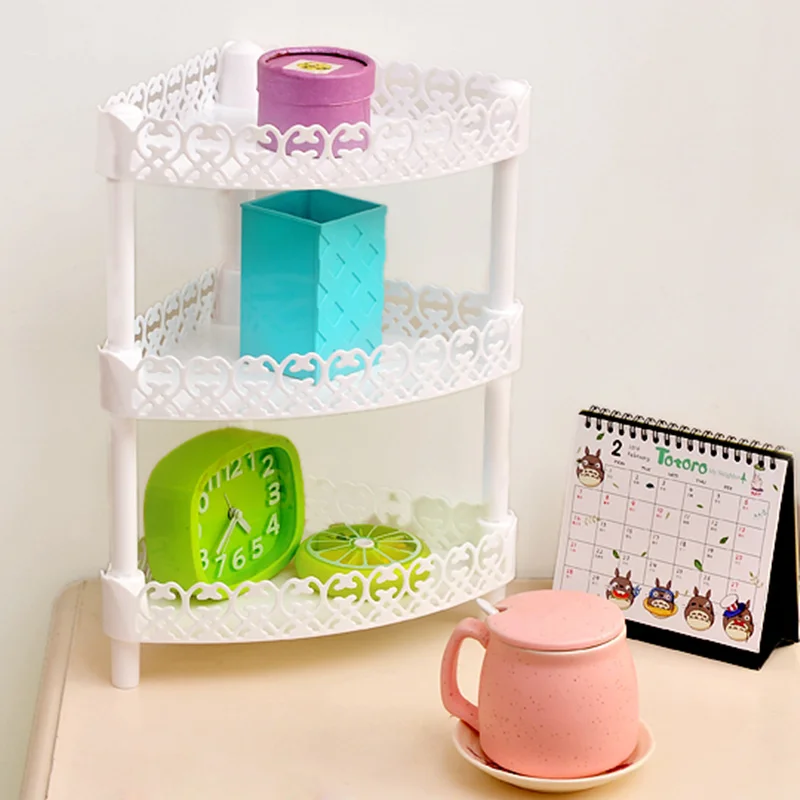 DIY 3 слоя Пластик ванная комната отделка хранения стойку макияж organier угол стены