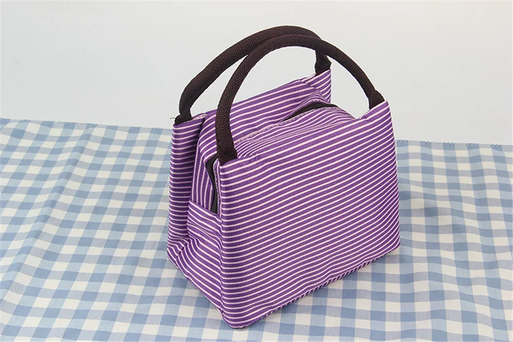 Stripes Lunch Bag for Women Isothermal Bag Packaged Food Thermal Bags Thermo Pouch Kids Lunch Bag Refrigerator Mummy Bag Totes