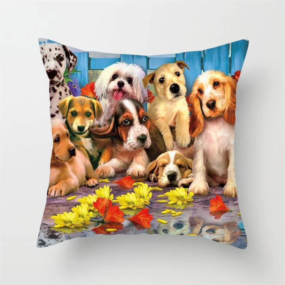 

Fuwatacchi Animal 3D Print Throw Pillow Covers Polyester Cute Loverly Dog Sofa Home Decor Accessories Pillow Case Cushion Cover