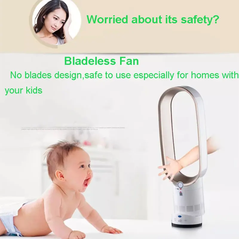 Вентилятор Bladeless 16 дюймов супер тихий Настольный воздушный охладитель напольный вентилятор низкий уровень шума с пультом дистанционного управления