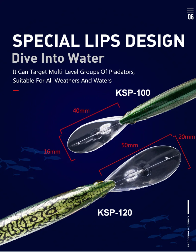 Kingdom New Jerkbaits 100DR Fishing lures 100mm 120mm Suspending Minnow wobblers Depth 6-10ft long-casting Bass Pike Hard Baits