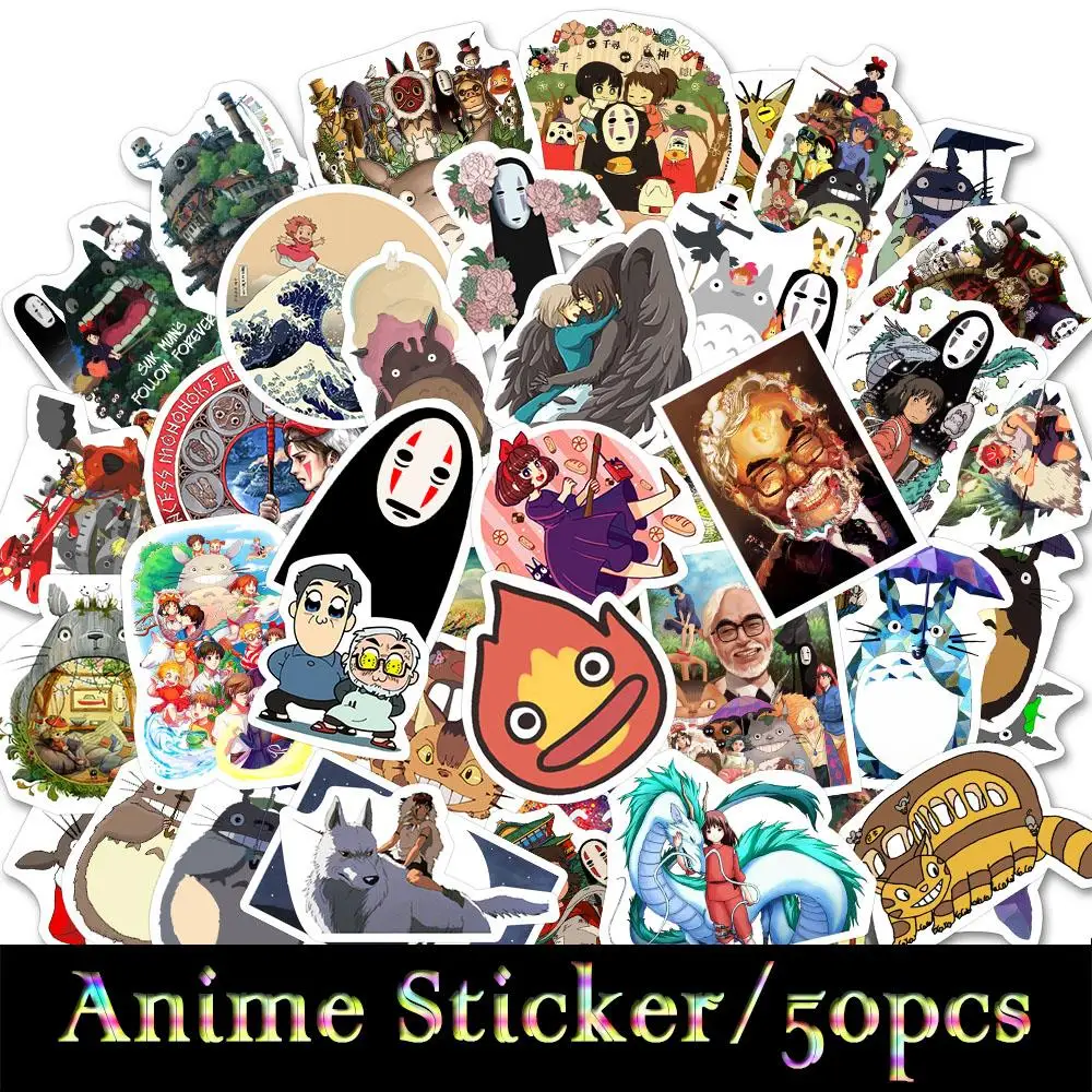 AZ013-50pcs 50 шт смешанные наклейки s Miyazaki аниме Хаяо Стикер Тоторо/Унесенные спиралью для скейтборда ноутбука велосипеда серфинга наклейка в стиле граффити - Цвет: AZ013-50pcs