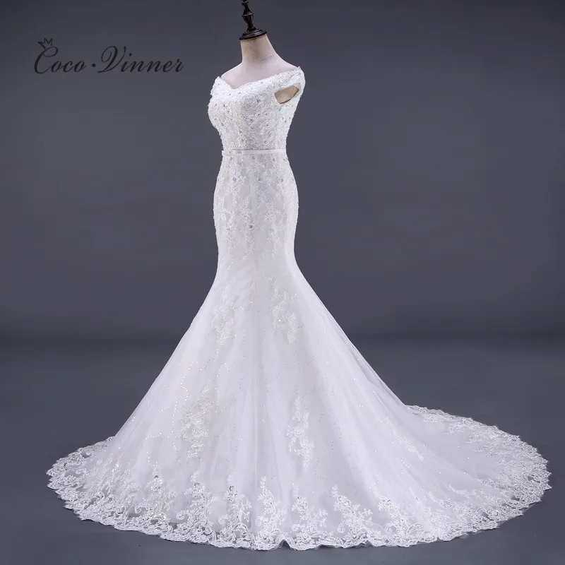 Бисероплетение Кружева Русалка Свадебные платья Vestido De Noiva без рукавов Кристалл корт поезд Плюс Размер белое свадебное платье WX0081