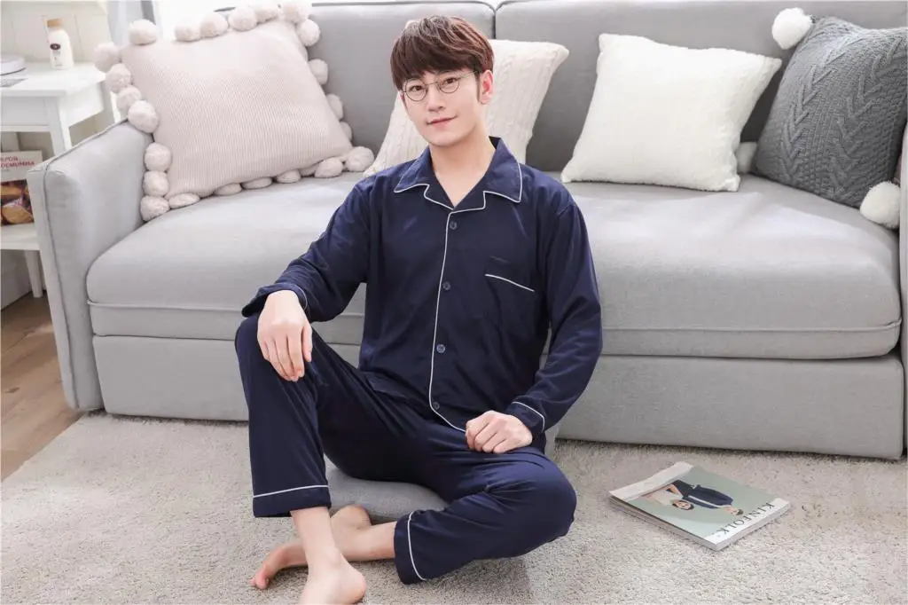 Yuzhenli/большие размеры, L-XXXL, Мужская пижама, новинка, толстый мужской пижамный комплект, хлопковый Халат, однотонная мужская пижама, зимняя одежда для сна