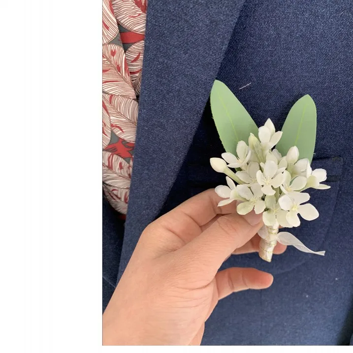 Романтическая свадебная бутоньерка для выпускного вечера розовая слоновая