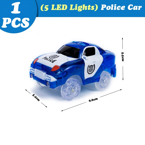 5LED blue police car Волшебная светящаяся дорожка Гоночная машина с цветными огнями DIY пластиковая гоночная дорожка светящаяся в темноте творческие подарки игрушки для детей - Цвет: 5LED blue police car