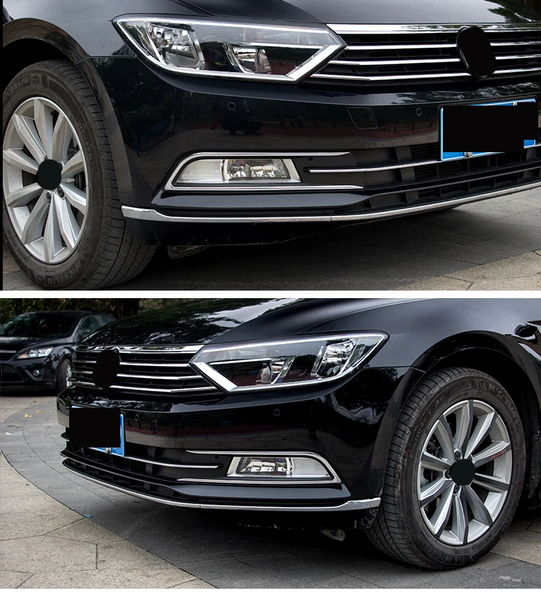Для Passat B8 хром из нержавеющей стали передние противотуманные фары светодиодные полосы Passat B8 вариант изменение передняя противотуманная фара рамка аксессуары
