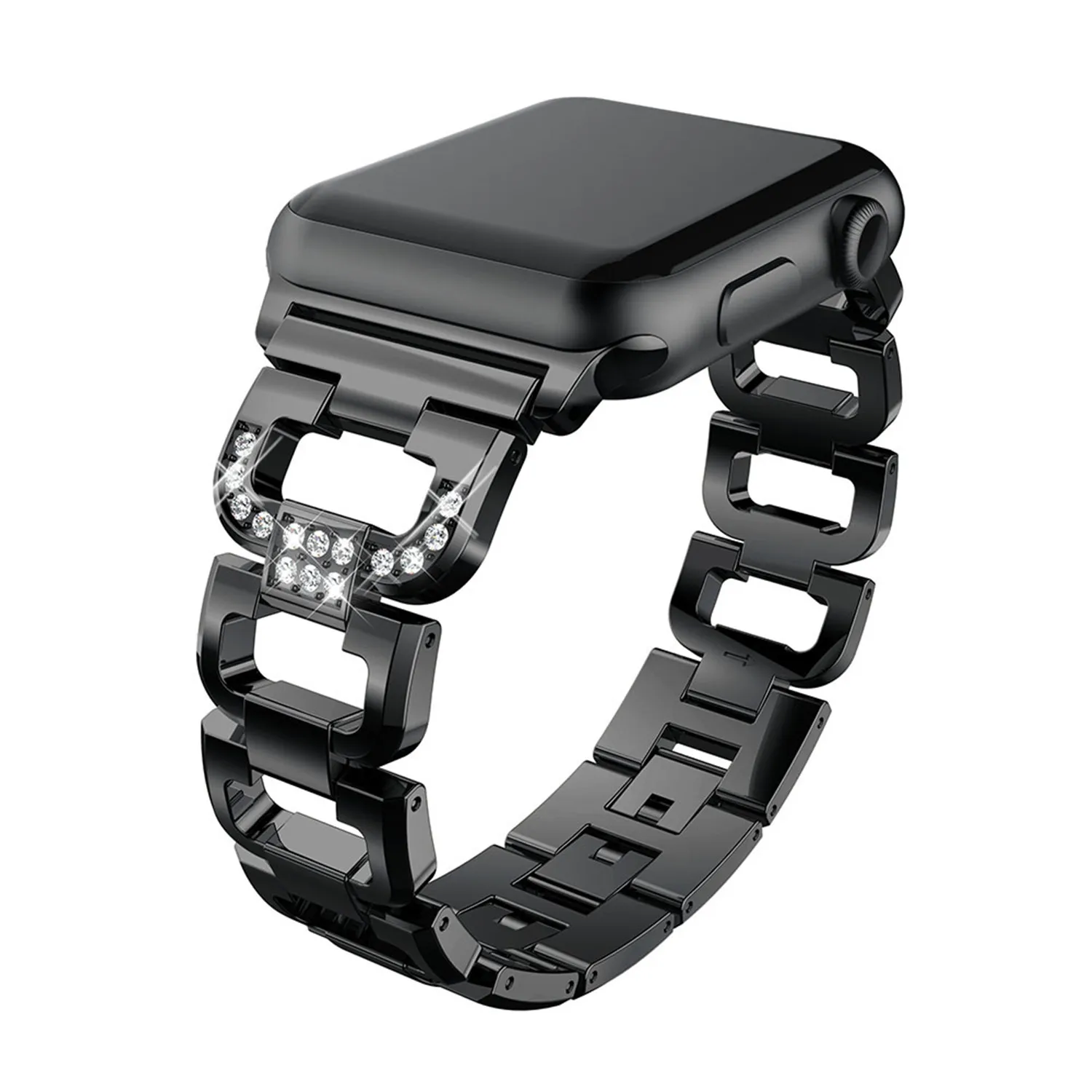 Ремешок из нержавеющей стали для Apple Watch 44 мм 42 40 38 сменный Браслет со стразами Series