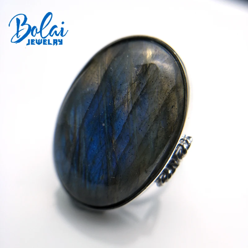 Bolaijewelry, серебро 925 пробы, натуральный лабрадорит, Овальный драгоценный камень, хорошее ювелирное изделие, драгоценный камень унисекс, кольца для девушек, Подарок на годовщину
