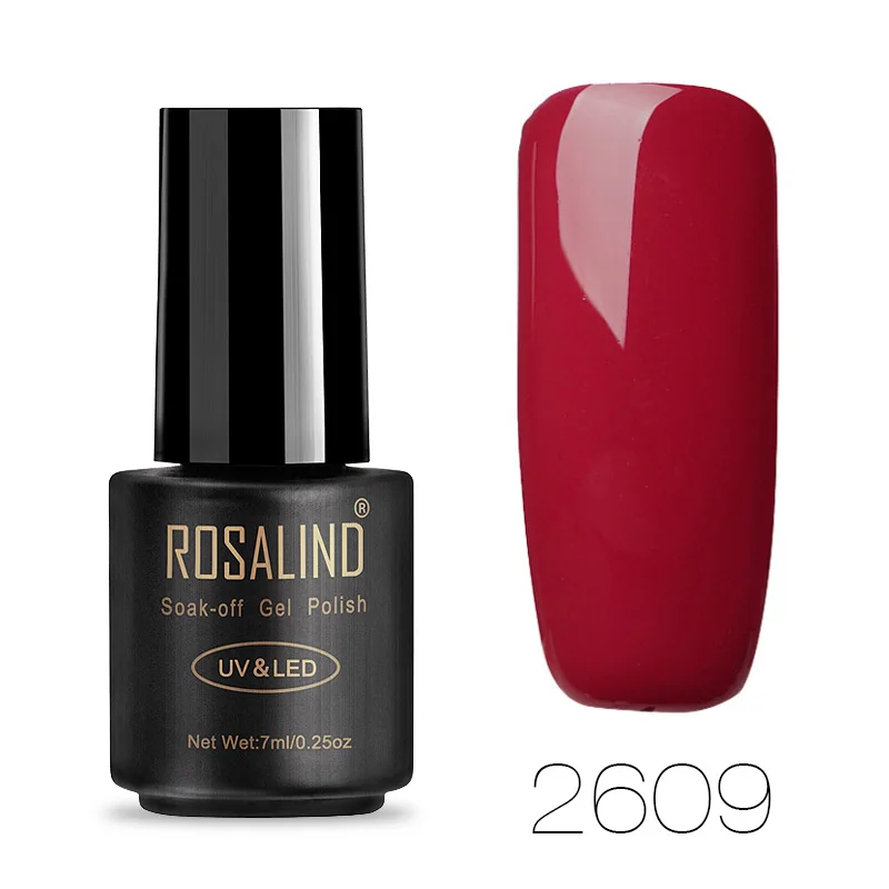 ROSALIND, 7 мл, лак для ногтей, телесный, серый, красный, чистый цвет, гель-лаки для нейл-арта, полуперманентный, УФ, замачиваемый, гель, маникюрный лак - Цвет: 2609