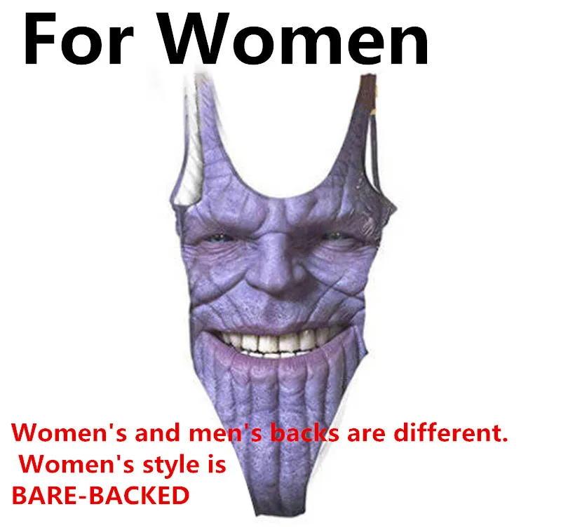 For women Endgame 4 Thanos косплей костюм Цельный купальник женский сексуальный летний купальник женский мужской комбинезон из лайкры мужской - Цвет: For women