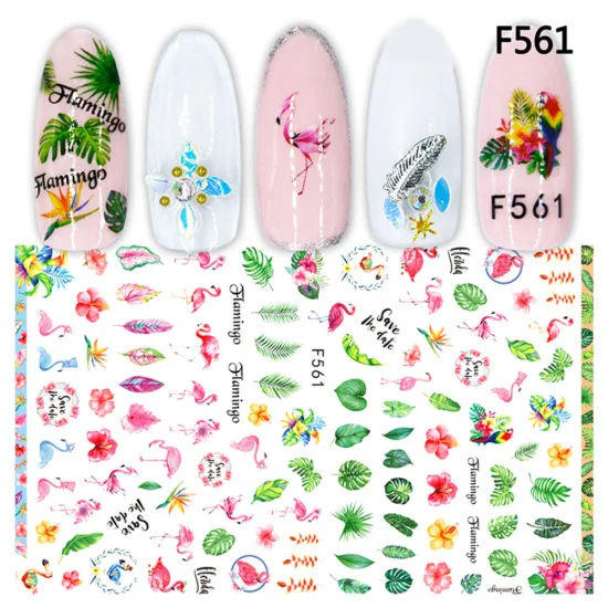 F561 1 шт., черные 3D наклейки для ногтей, клейкие наклейки, буквы, цветы, листья, геометрические рисунки, слайдеры, тату, маникюрные украшения, TRF554-573 - Цвет: F561