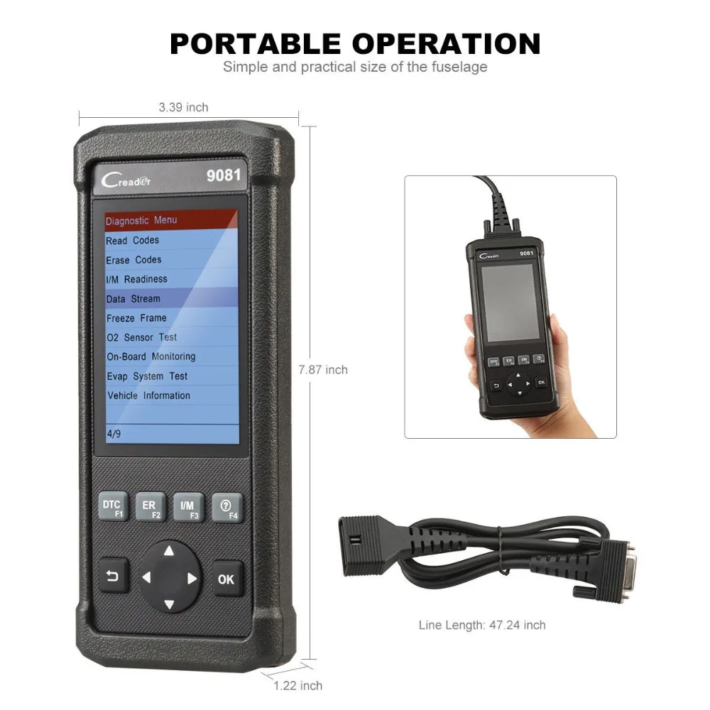 Launch CReader 9081 OBD2 сканер диагностический инструмент CR9081 OBD 2 считыватель кодов с ABS SRS Oil EPB BMS SAS DPF 11 функции сброса