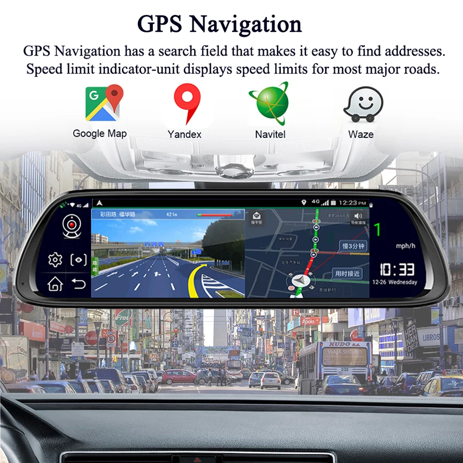 WHEXUNE 4G Android 8,1 Автомобильный видеорегистратор 1" поток зеркало заднего вида 1080P ADAS Dash Cam камера видео рекордер Авто регистратор Dashcam gps