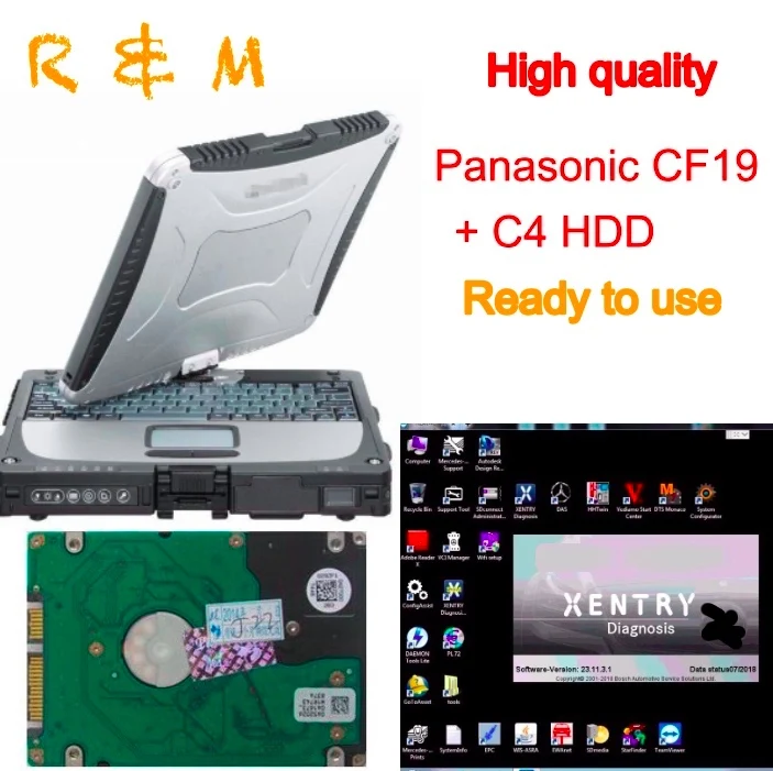 MB Star C4 xentry + Dts Monaco8 Vediamo DAS EPC Программное обеспечение HDD установлен Toughbook Panasonic CF 19 CF19