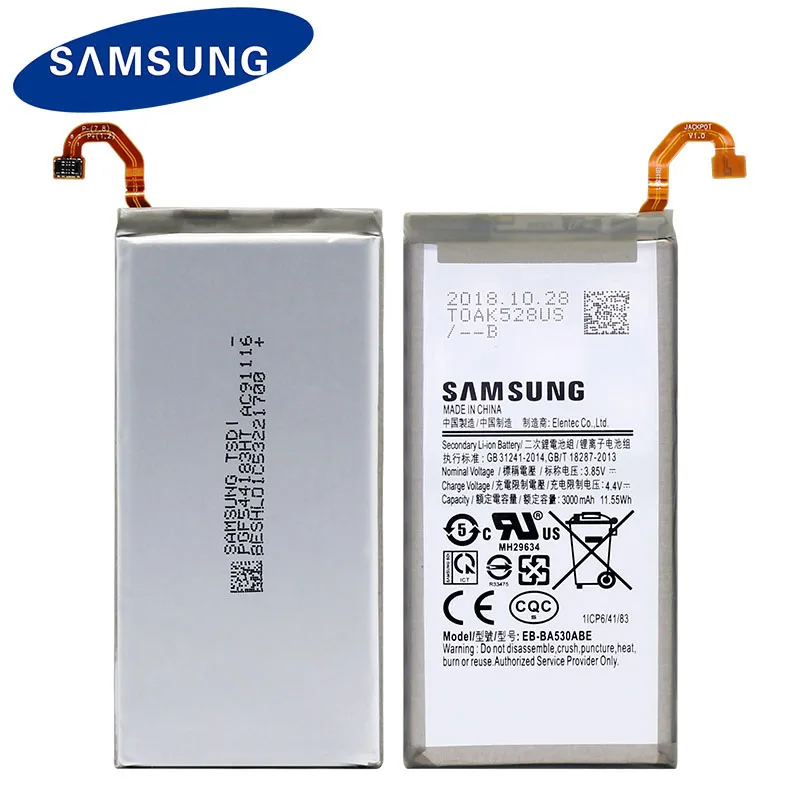 Оригинальная батарея samsung для Galaxy A8 2018 (A530) A530 SM A530F 3000 mAh EB BA530ABE Сменные