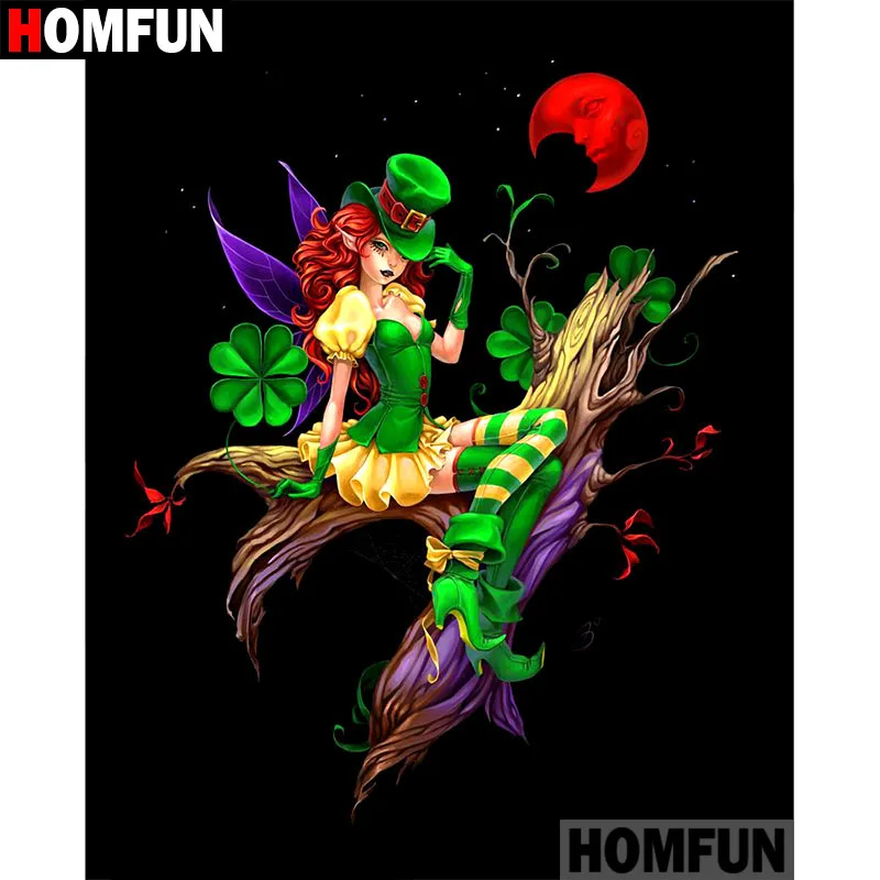 Набор для алмазной вышивки HOMFUN A08716 набор рукоделия Бабочка и эльф алмазная