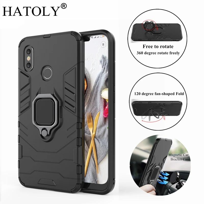 

HATOLY For Xiaomi Mi 8 Case Mi8 Cover Magnetic Suction Ring Bracket Cases Silicone Rubber Hard Armor Cover for Xiaomi Mi 8 6.21"