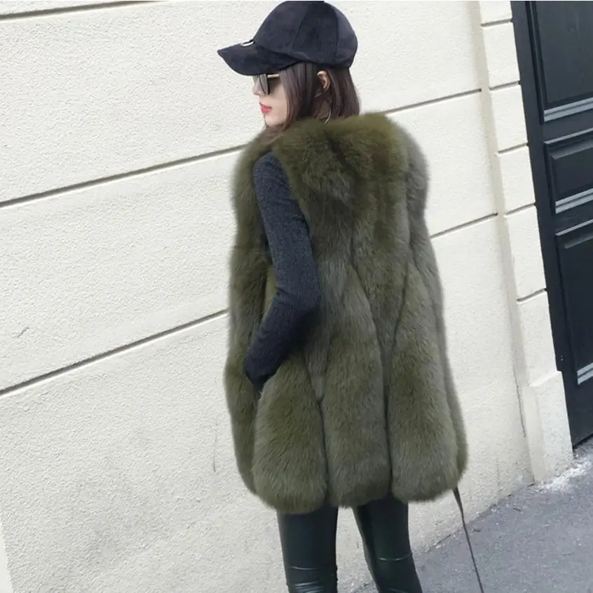 Женский жилет из искусственного меха Colete Feminino зимний теплый большие размеры S-4XL